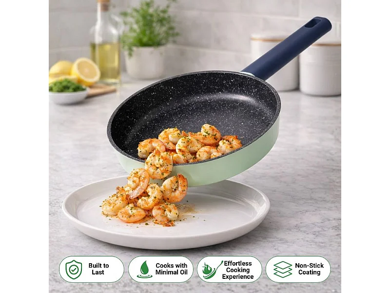 Batterie de cuisine 6 pièces à revêtement marbré avec couvercles tous feux dont induction Vert Just perfecto JL-333