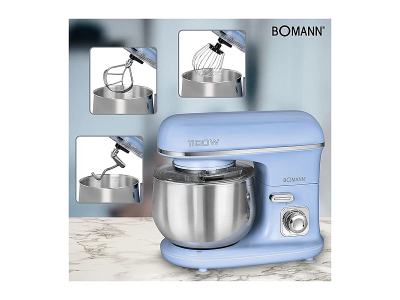 Robot pétrin multifonction 5L 1100W Bomann KM 6030 CB Bleu