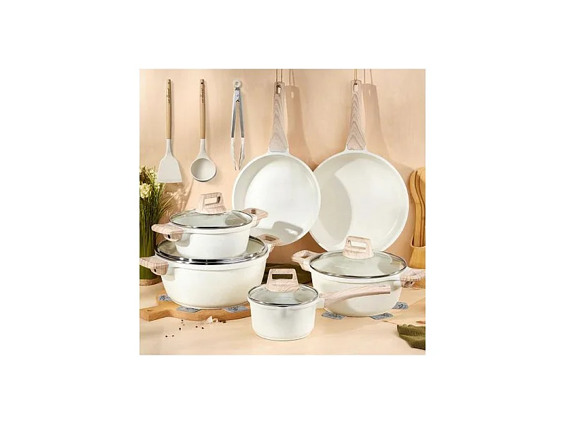 Batterie de cuisine 15 pièces Antiadhésif en Granit beige  Just perfecto JL-28
