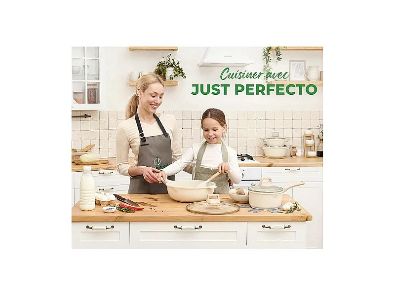 Batterie de cuisine 15 pièces Antiadhésif en Granit beige  Just perfecto JL-28
