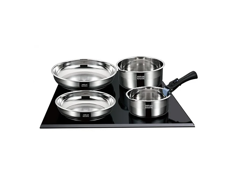 Batterie de cuisine inox 9 pièces avec 2 manches amovibles Arthur Martin AM2694