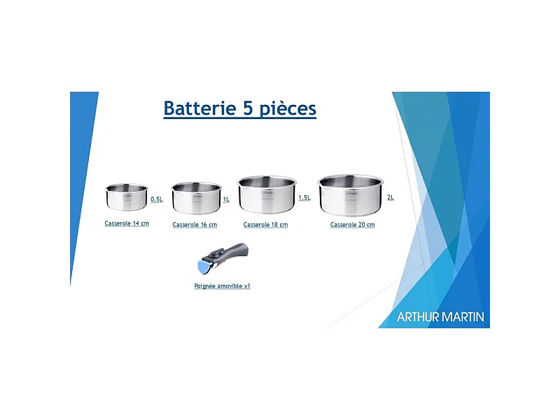 Batterie De Cuisine Inox 5 Pcs Arthur Martin 5589