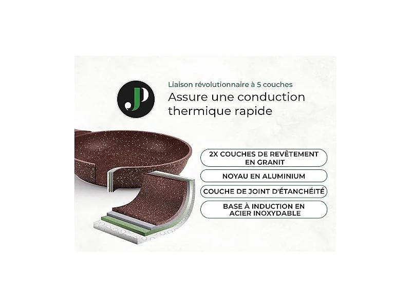 Cocotte et couvercle 24 cm marron - Tous feux dont induction Just perfecto JL-33