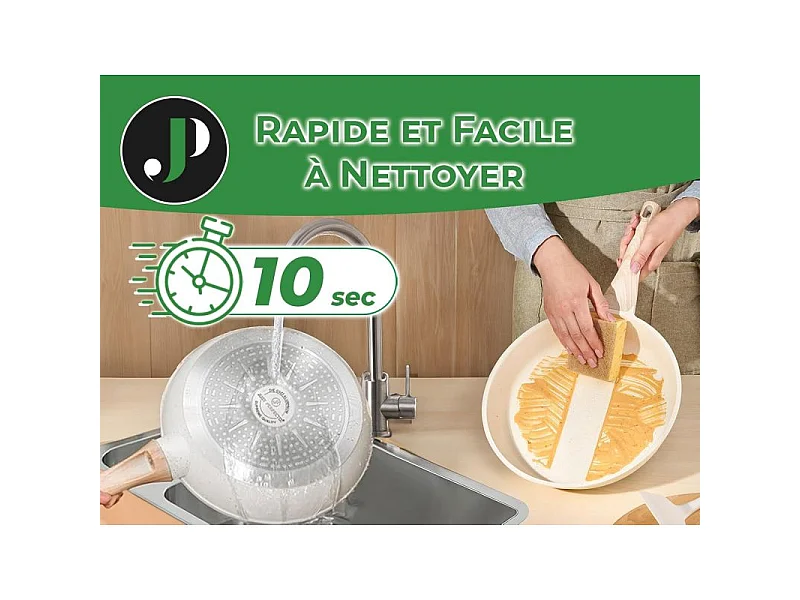 Poêle à frire et couvercle 24 cm beige - Tous feux dont induction Just perfecto JL-41