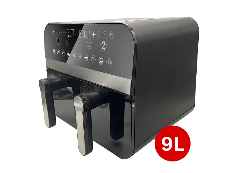 Friteuse à air chaud Airfryer numérique double panier Noire 2400W 9L Comfy Nest CNAFD45NB