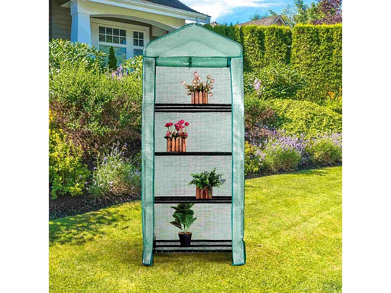 Serre de jardin à 4 niveaux Herzberg HG8001-VERT