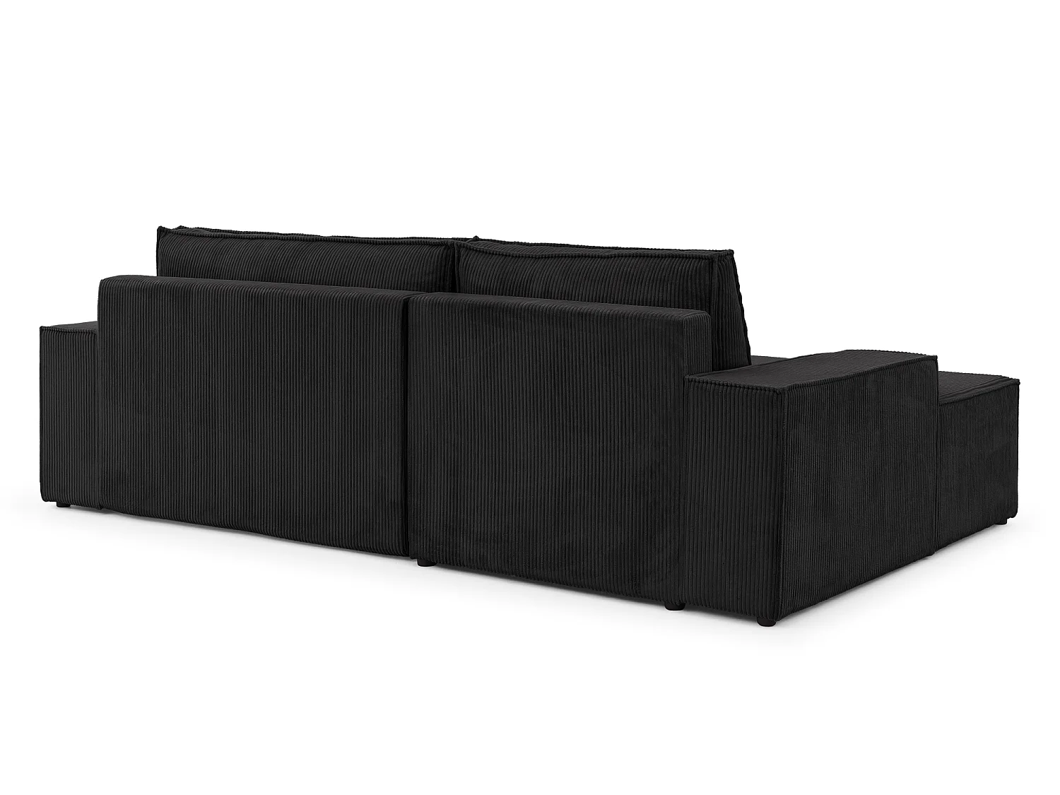 Canapé d’angle avec fonction couchage et coffre de rangement en tissu côtelé RIVIO