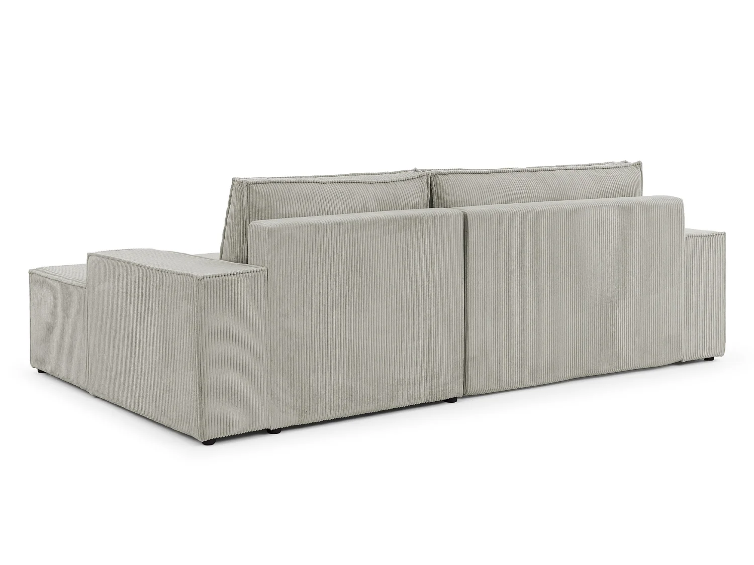 Canapé d’angle avec fonction couchage et coffre de rangement en tissu côtelé RIVIO