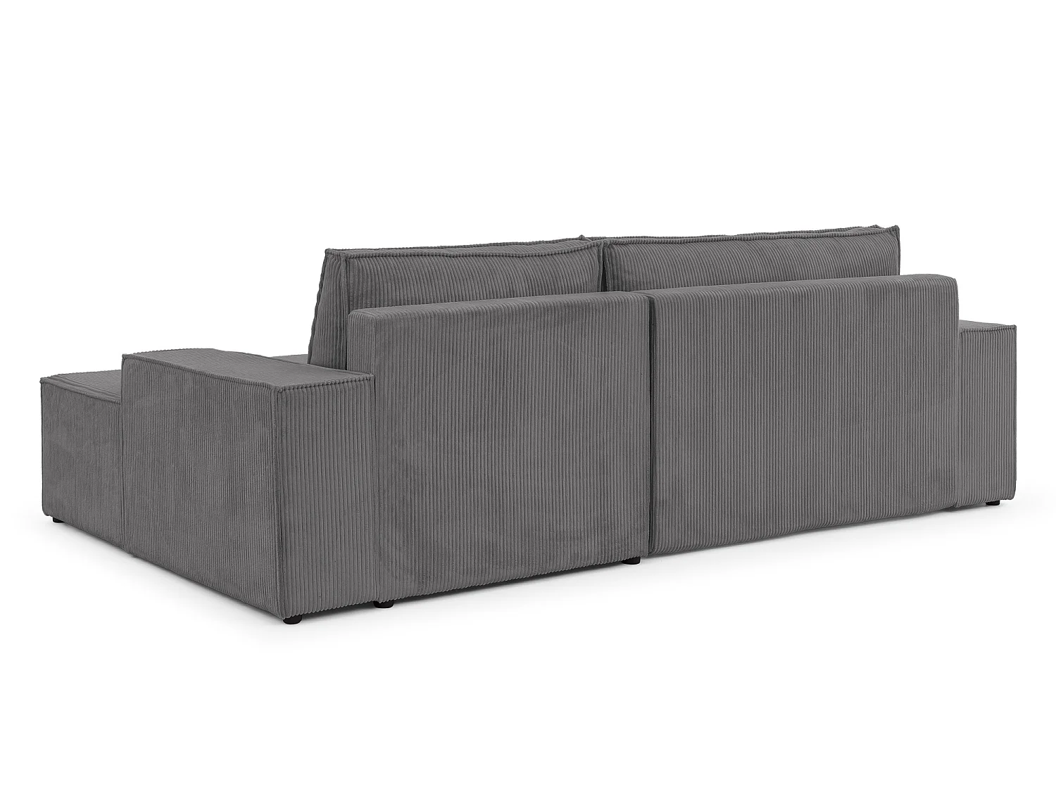 Canapé d’angle avec fonction couchage et coffre de rangement en tissu côtelé RIVIO