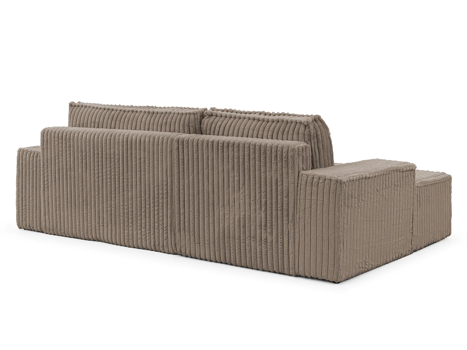 Canapé d’angle avec fonction couchage et coffre de rangement en tissu côtelé peluche RIVIO