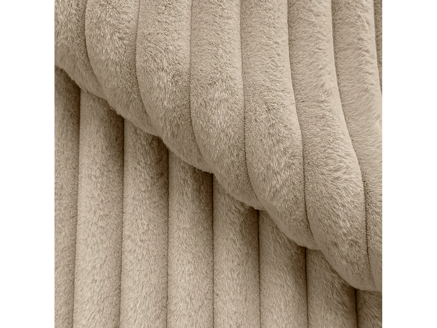 Canapé d’angle avec fonction couchage et coffre de rangement en tissu côtelé peluche RIVIO