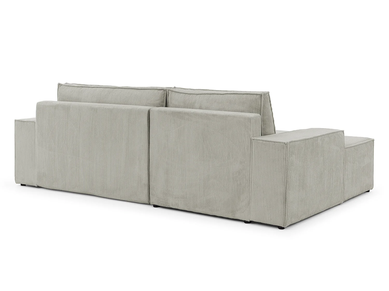 Canapé d’angle avec fonction couchage et coffre de rangement en tissu côtelé RIVIO