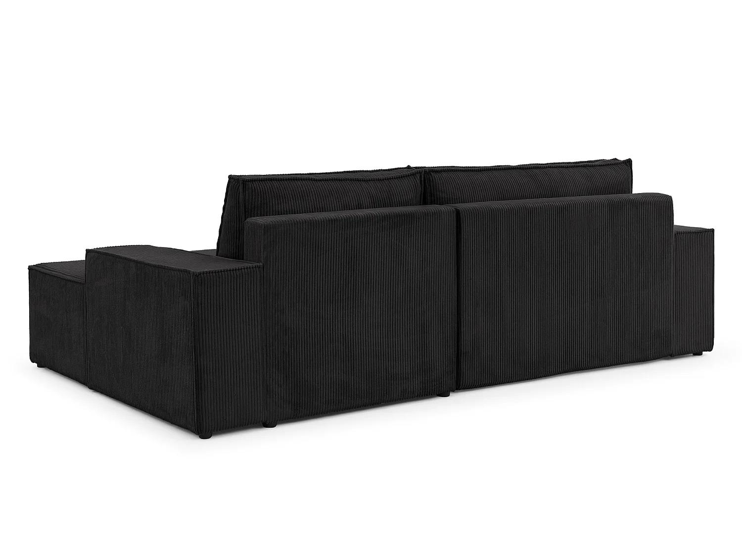 Canapé d’angle avec fonction couchage et coffre de rangement en tissu côtelé RIVIO