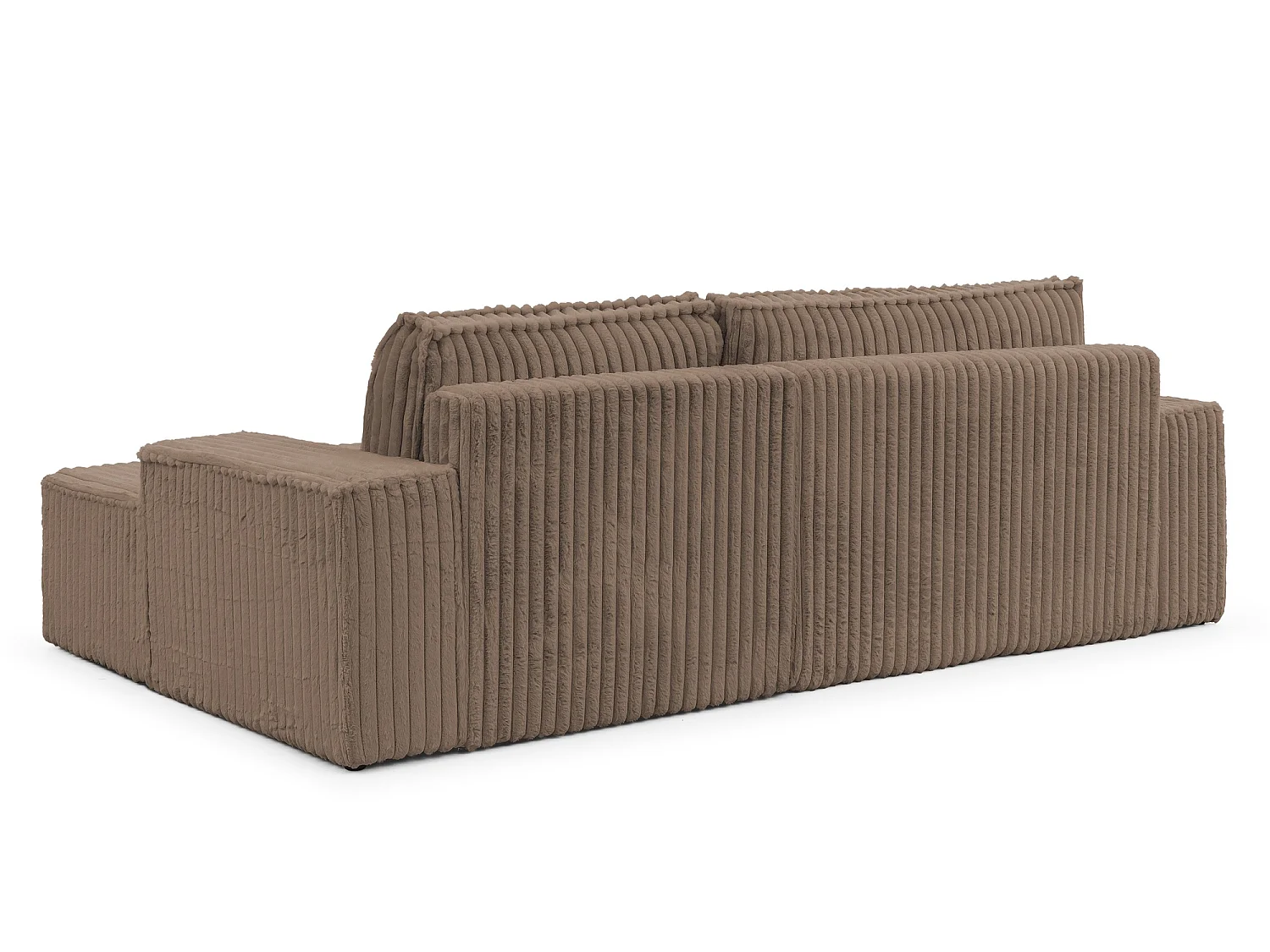 Canapé d’angle avec fonction couchage et coffre de rangement en tissu côtelé peluche RIVIO