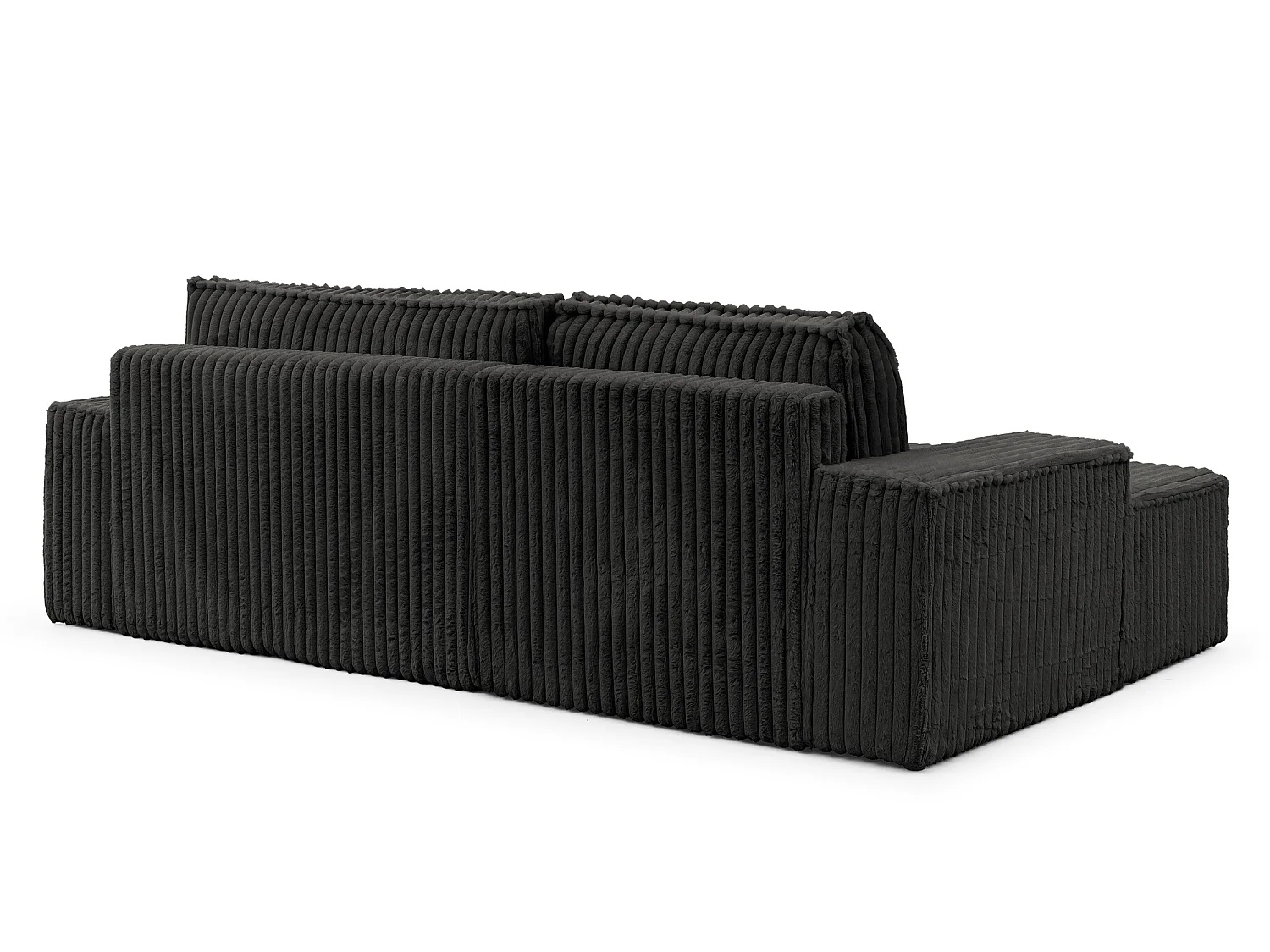 Canapé d’angle avec fonction couchage et coffre de rangement en tissu côtelé peluche RIVIO