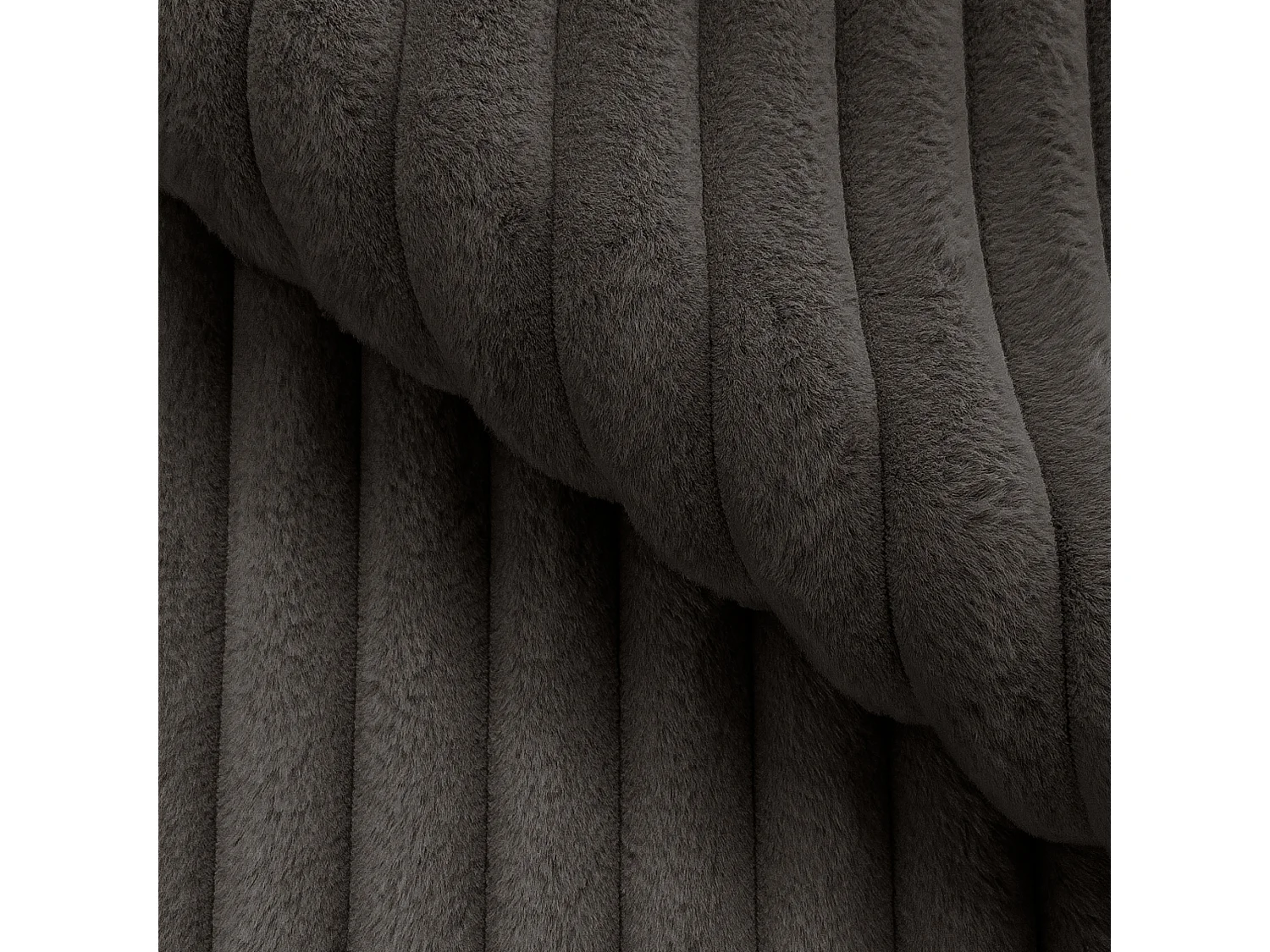 Canapé d’angle avec fonction couchage et coffre de rangement en tissu côtelé peluche RIVIO