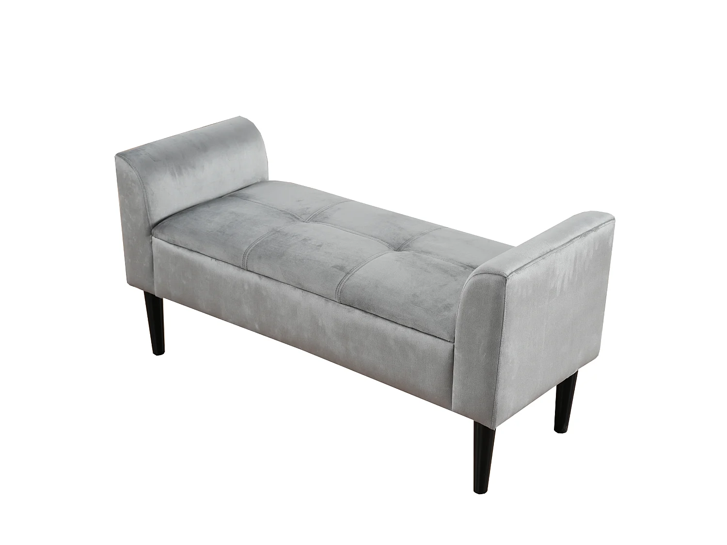 Banc de chevet en velours - 116 x 46 x 56 cm - pour chambre ou salle à manger - Gris