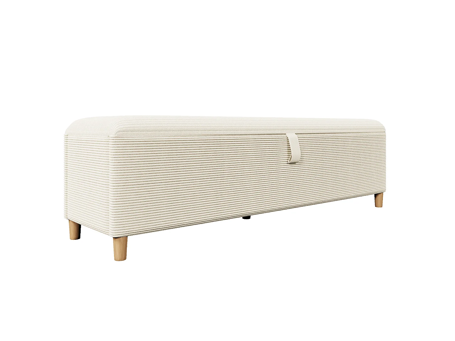 Banc coffre de rangement en velours côtelé, banquette de lit - 165 x 38 x 46 cm - pour chambre, salon et couloir - Beige