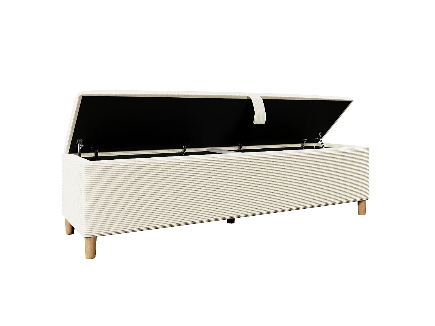 Banc coffre de rangement en velours côtelé, banquette de lit - 165 x 38 x 46 cm - pour chambre, salon et couloir - Beige