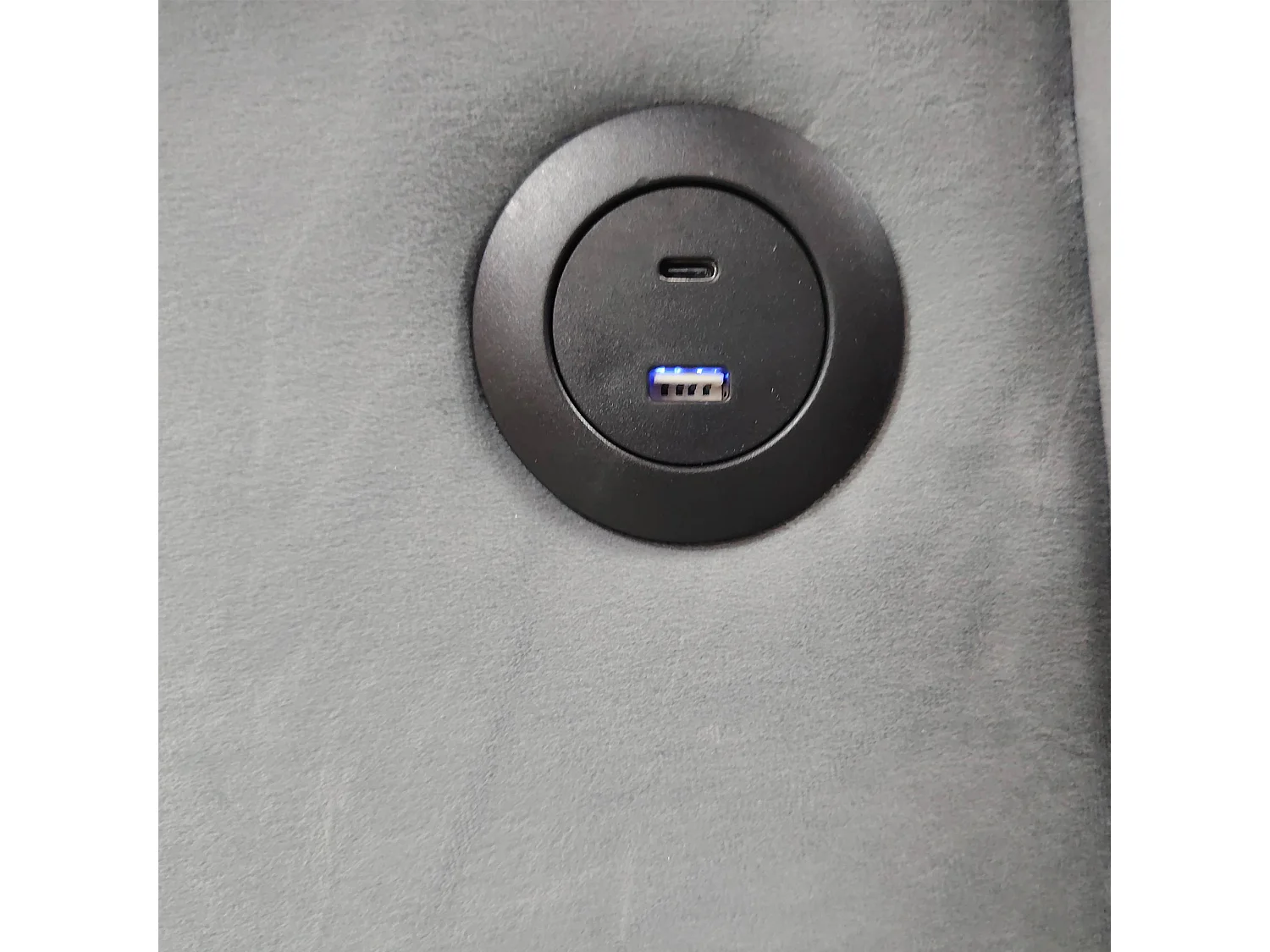 Udtræksseng 90/180 x 200 cm med LED-belysning og USB-port - Velour - Grå (madras medfølger ikke)