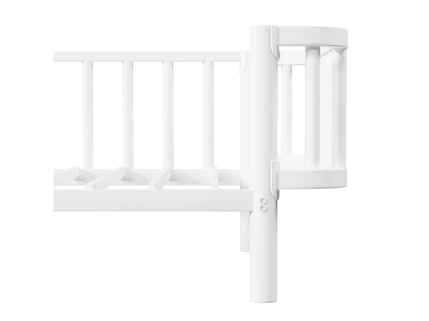 Seng 90 x 200 cm med lamelbund af stål og robust metalstel – Metal – Hvid (madras medfølger ikke)