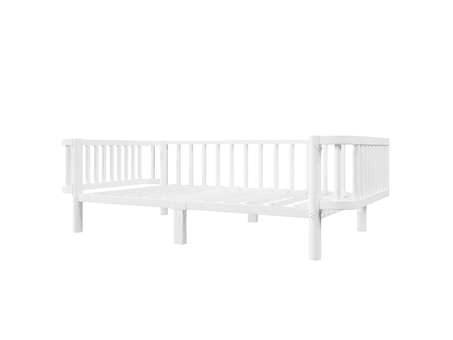 Seng 90 x 200 cm med lamelbund af stål og robust metalstel – Metal – Hvid (madras medfølger ikke)
