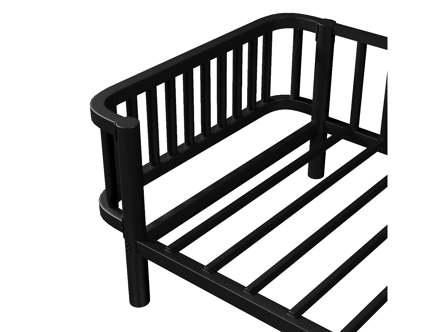 Seng 90 x 200 cm med lamelbund af stål og robust metalstel – Metal – Sort (madras medfølger ikke)