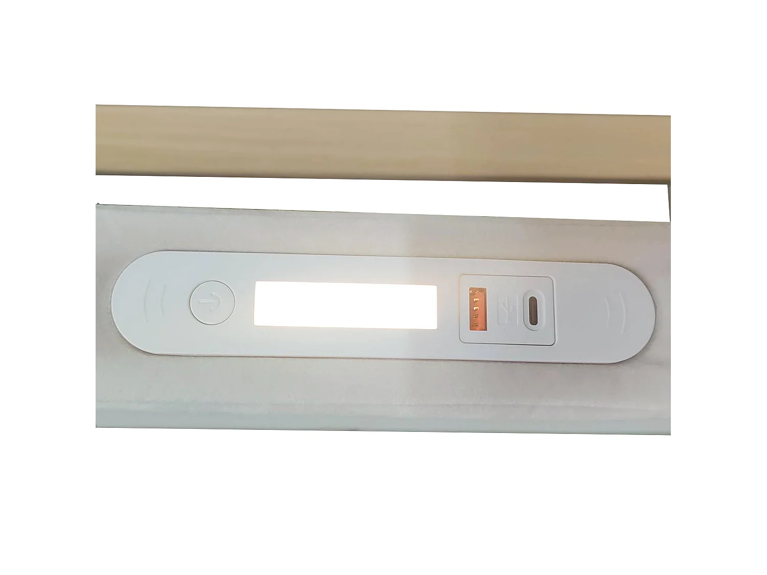 Polstret seng 140 x 200 cm med 1 opbevaringsskuffe, natlampe og USB/USB-C-porte - Fløjl - Beige (madras medfølger ikke)