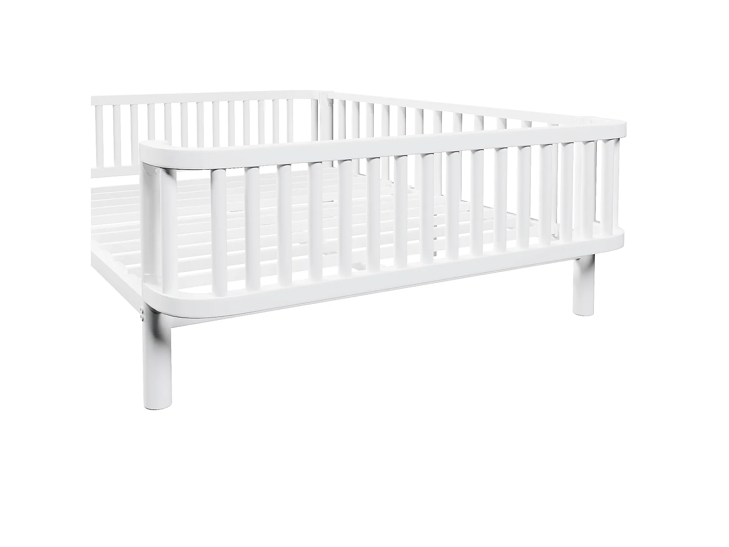 140 x 200 cm seng med lamelbund af stål og robust metalstel – Metal – Hvid (madras medfølger ikke)