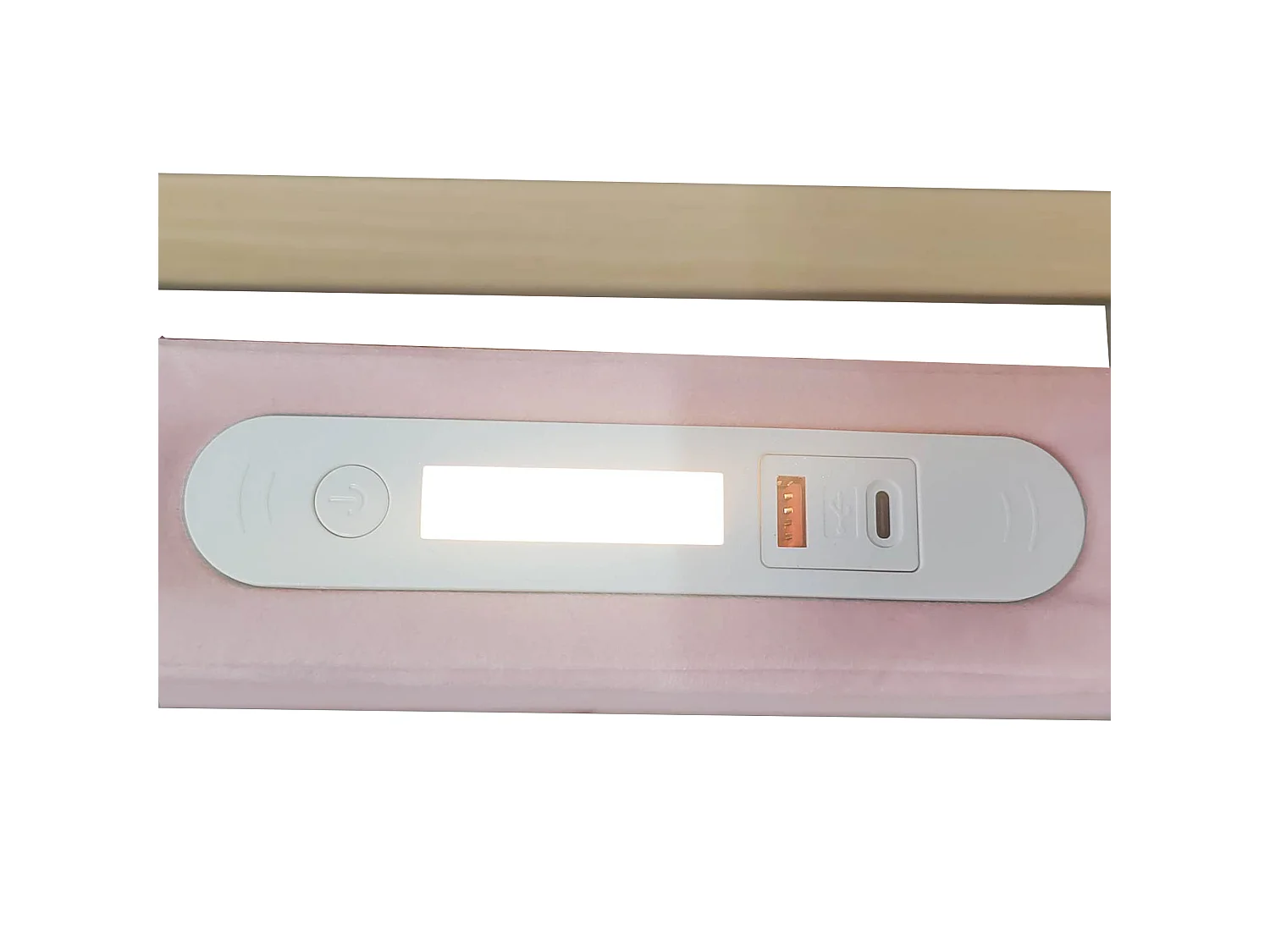 Polstret seng 140 x 200 cm med 1 opbevaringsskuffe, natlampe og USB/USB-C-porte - Fløjl - Pink (madras medfølger ikke)