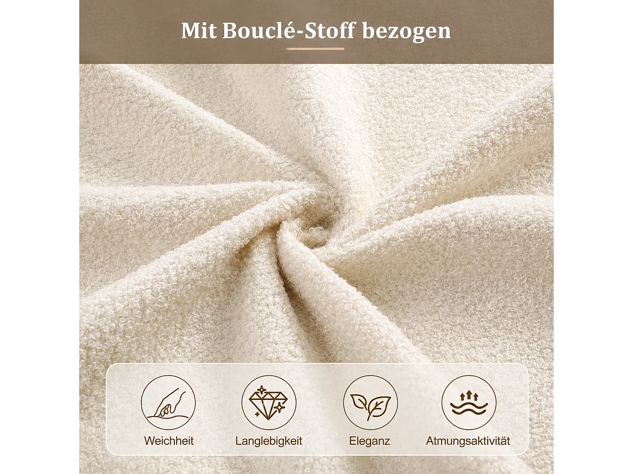 140 x 200 cm Stauraumbett mit hydraulischem Stauraum und abgerundetem Kopfteil - Bouclé - Beige (Matratze nicht im Lieferumfang enthalten)