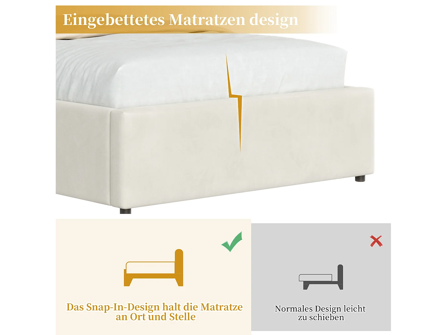 90 x 200 cm Stauraumbett mit hydraulischer Staufunktion und LED-Beleuchtung - Samt - Beige (Matratze nicht im Lieferumfang enthalten)