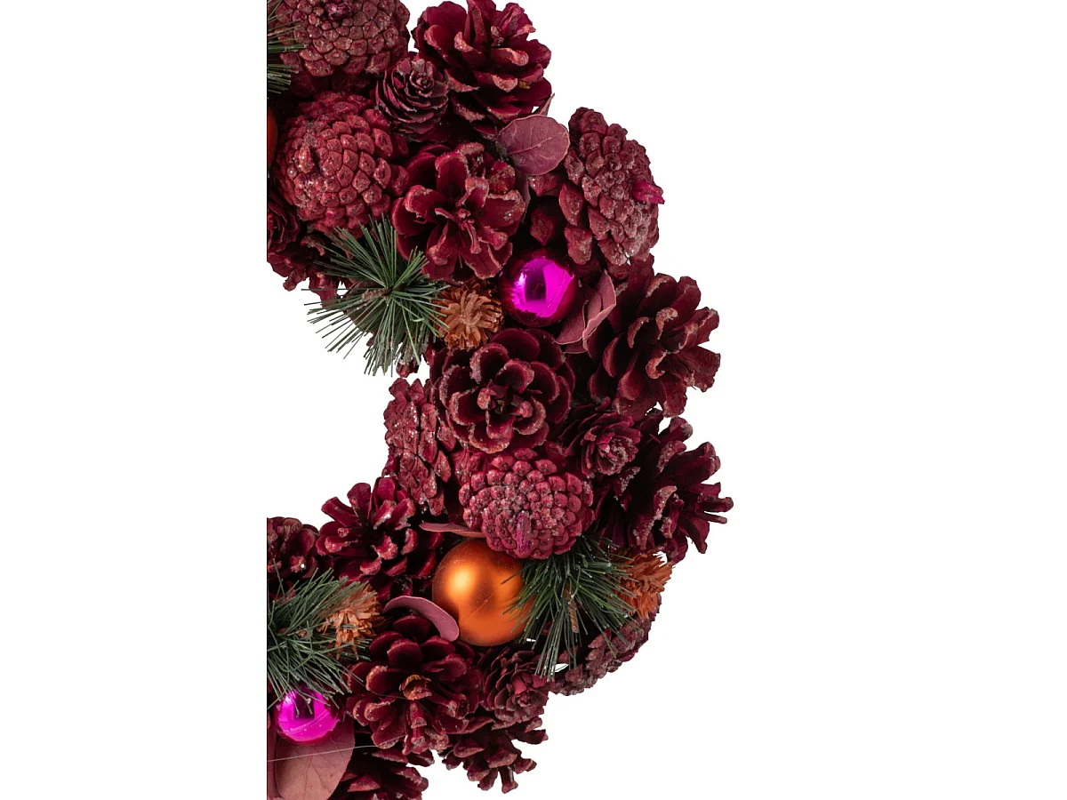 Couronne de Noël Pommes de Pin "Ludivine" 34cm Rose