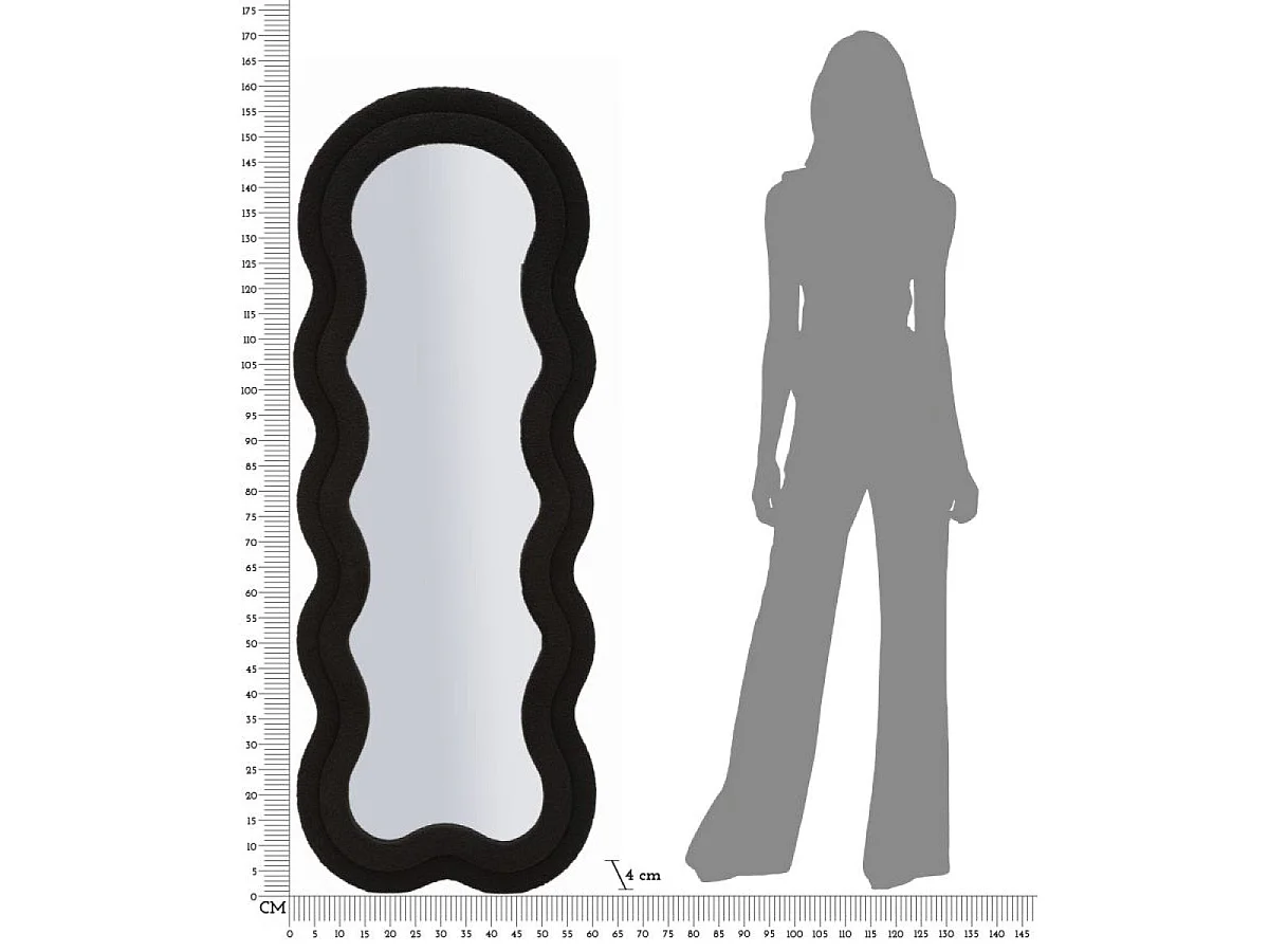 Miroir mural ondulé 60x160 cm Clover Velours Noir
