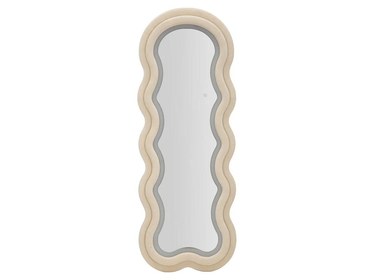 Bølget vægspejl 60x160 cm LED inkluderet Clover Velour Creme