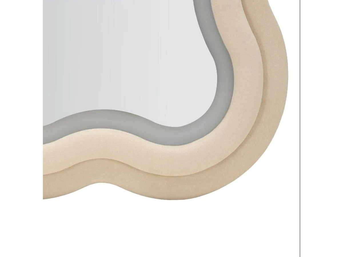 Bølget vægspejl 60x160 cm LED inkluderet Clover Velour Creme