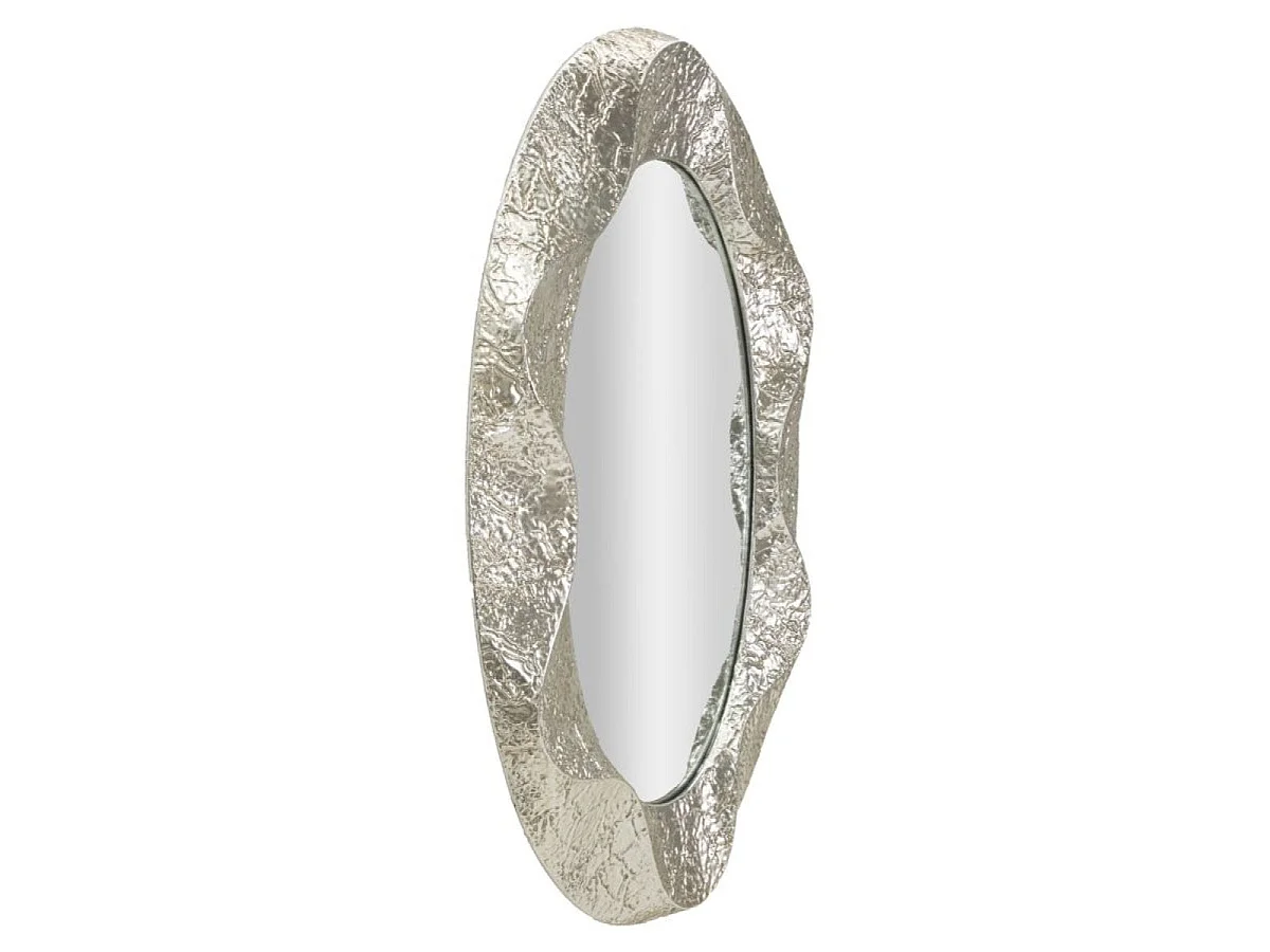 Oval vægspejl 87 x 128 cm, hamret overflade, Cosmo Sølvfarvet