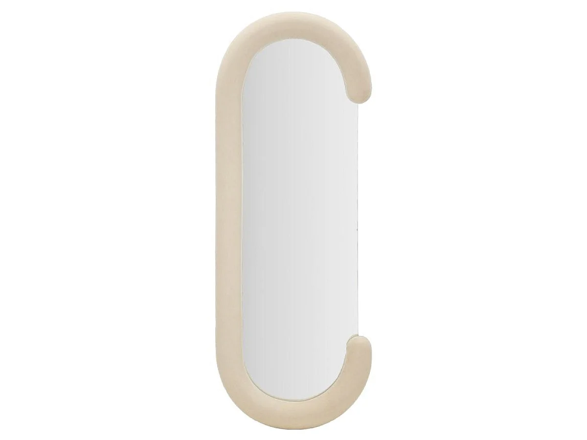 Oval vægspejl 60 x 160 cm Pamela Velours Crème