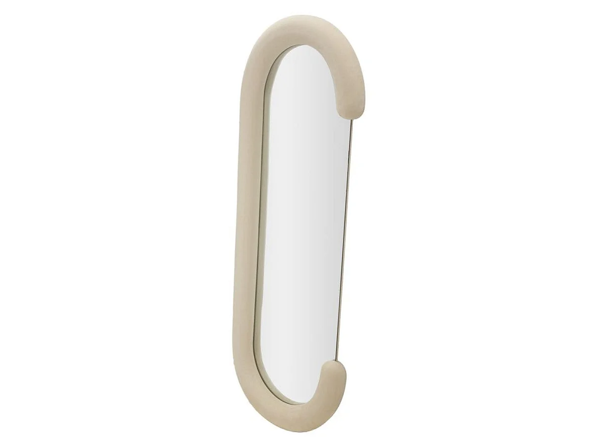 Oval vægspejl 60 x 160 cm Pamela Velours Crème