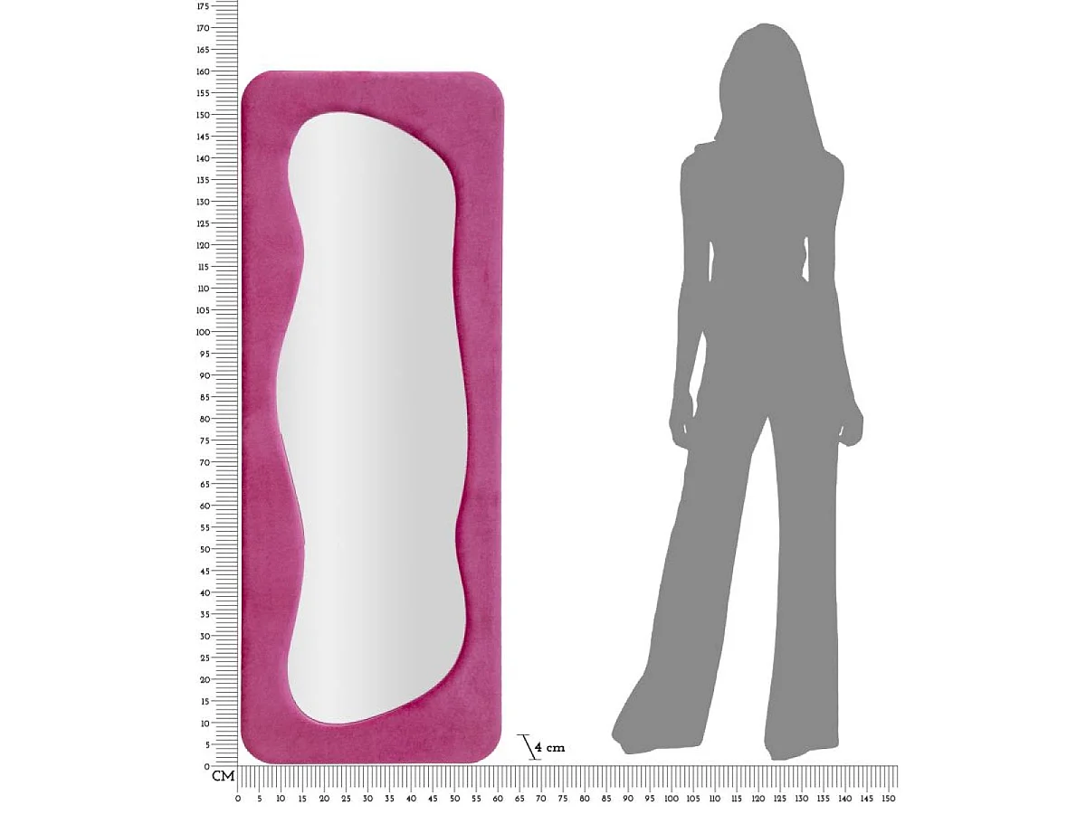Rektangulært vægspejl 60 x 160 cm, Mandy Velours Rose