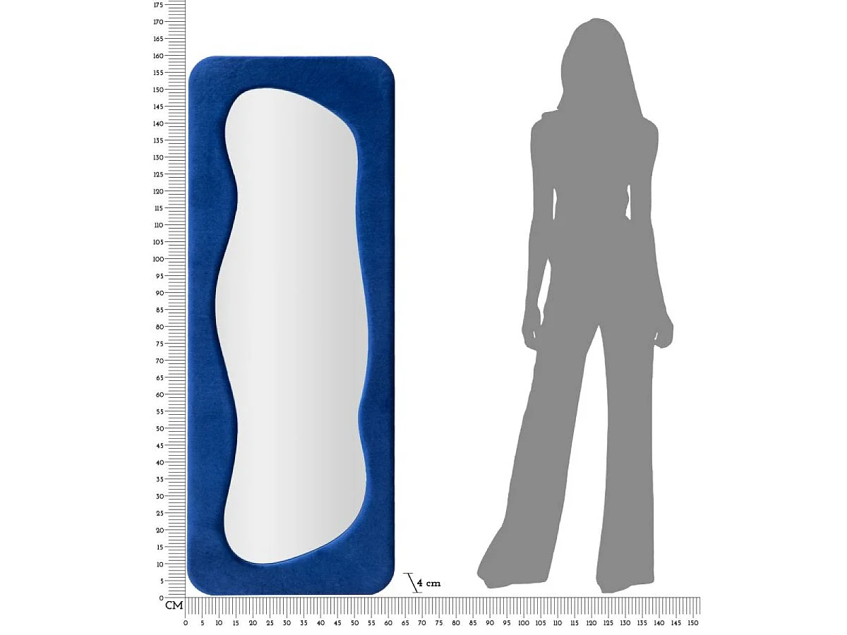 Miroir mural rectangulaire 60x160 cm Mandy Velours Bleu