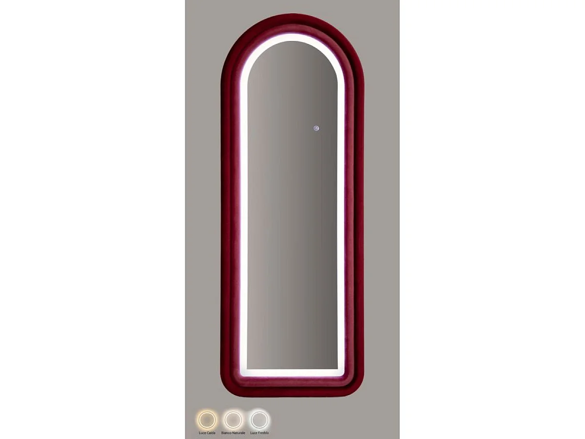 Miroir mural arqué 60x160 cm LED inclus Sabrina Velours Rose