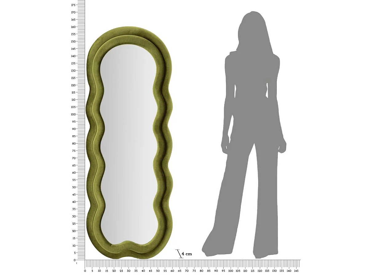 Miroir mural vague 60x160 cm Sam Velours Vert