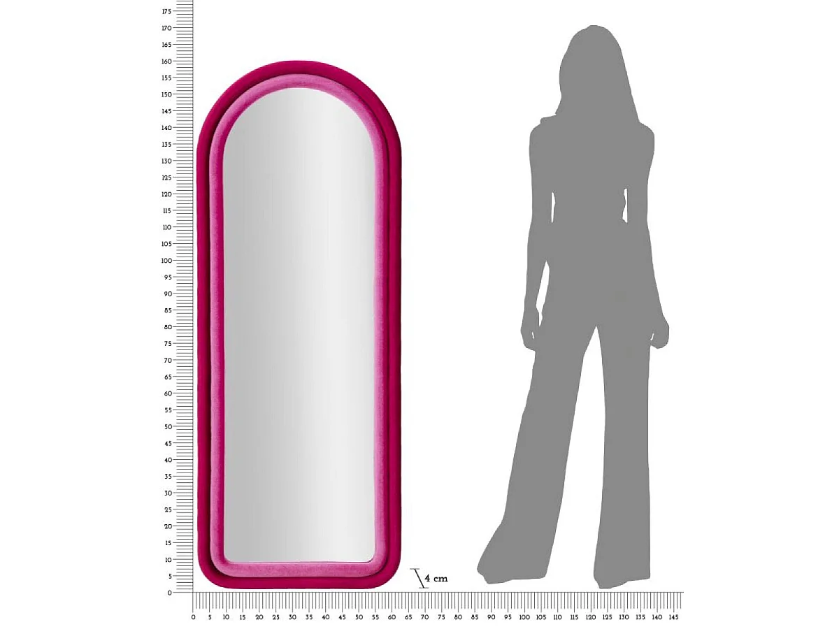 Miroir mural arqué 60x160 cm Sabrina Velours Rose