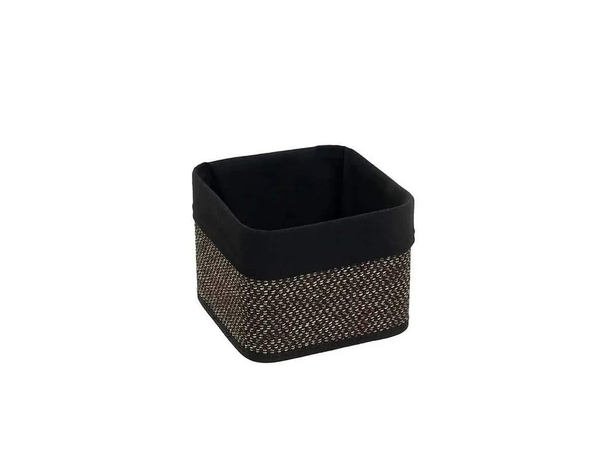 Lot de 4 Paniers de Rangement Multiformes en Bambou Tressé et Tissu Noir,Corbeilles Multi-Usages Décoratives
