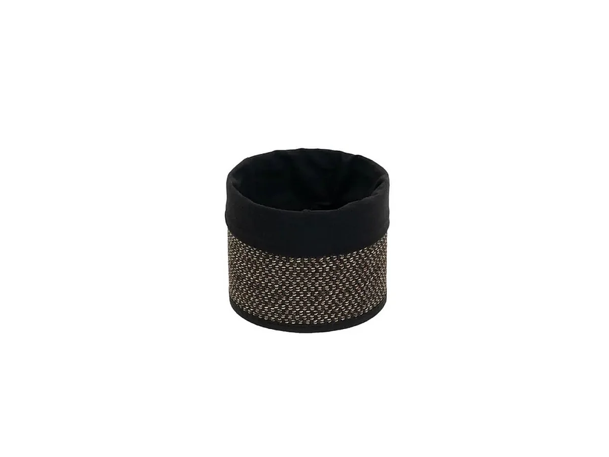 Lot de 4 Paniers de Rangement Multiformes en Bambou Tressé et Tissu Noir,Corbeilles Multi-Usages Décoratives