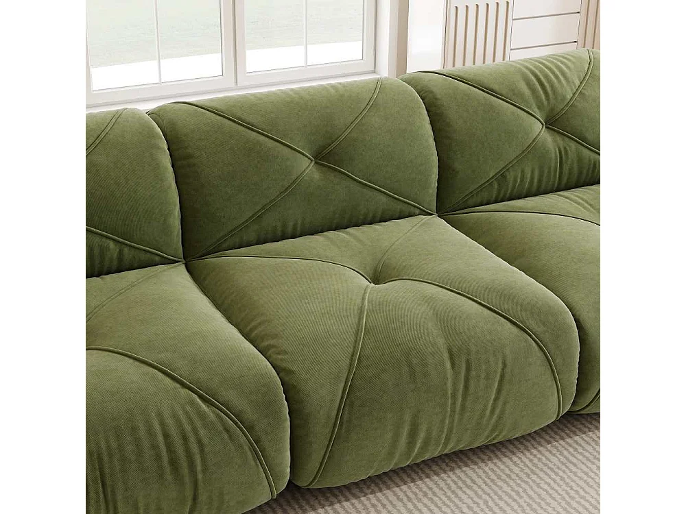 2-zits modulaire bank 32D Chenille zacht frameloos met hocker, antislip ontwerp, modern loungecomfort