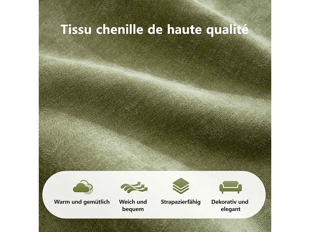 2-zits modulaire bank 32D Chenille zacht frameloos met hocker, antislip ontwerp, modern loungecomfort