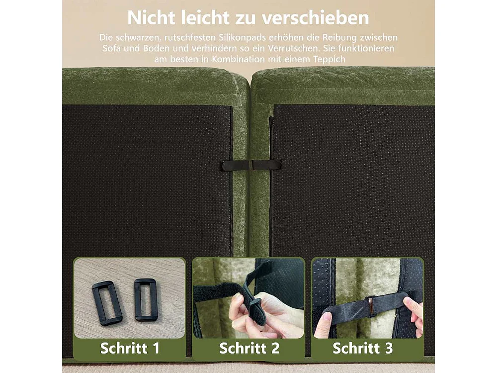 2-zits modulaire bank 32D Chenille zacht frameloos met hocker, antislip ontwerp, modern loungecomfort