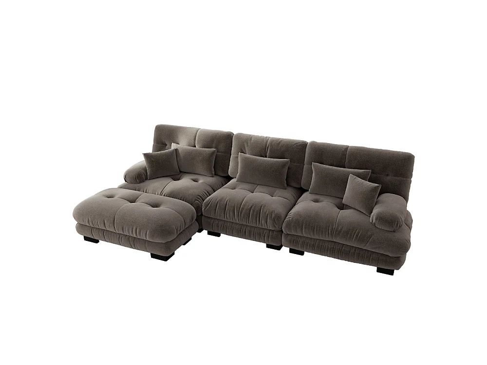 Modulaire bank in L XXL - Diepe modulaire bank met beweegbare poef, om te bouwen tot bed voor woonkamer, extreem comfort en elegant design